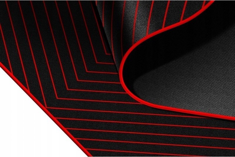 Tapet nën karrige gaming Defender TEKTA, 116 x 116 cm, gome dhe pëlhurë, zi me të kuqe