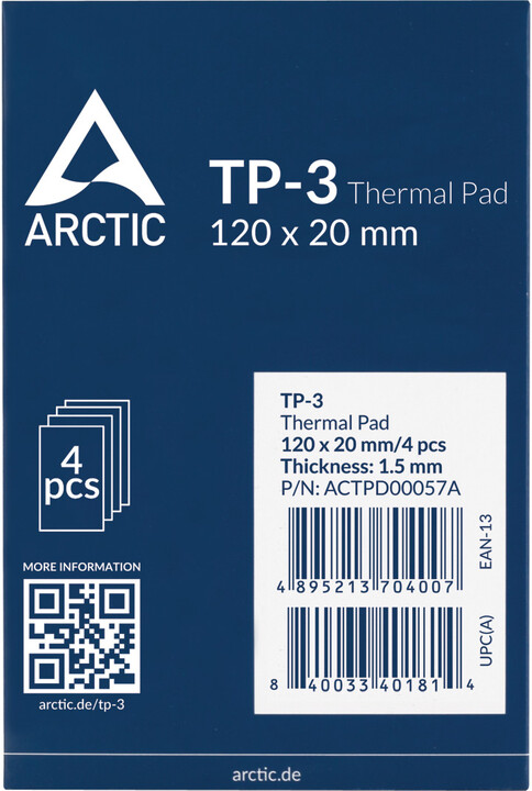 Pad termik Arctic TP-3, 120x20x1.5mm, 4 copë