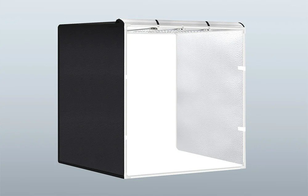 Tendë fotografike Puluz Photo Studio PU5083EU, 80 cm, me ndriçim të rregullueshëm, e bardhë