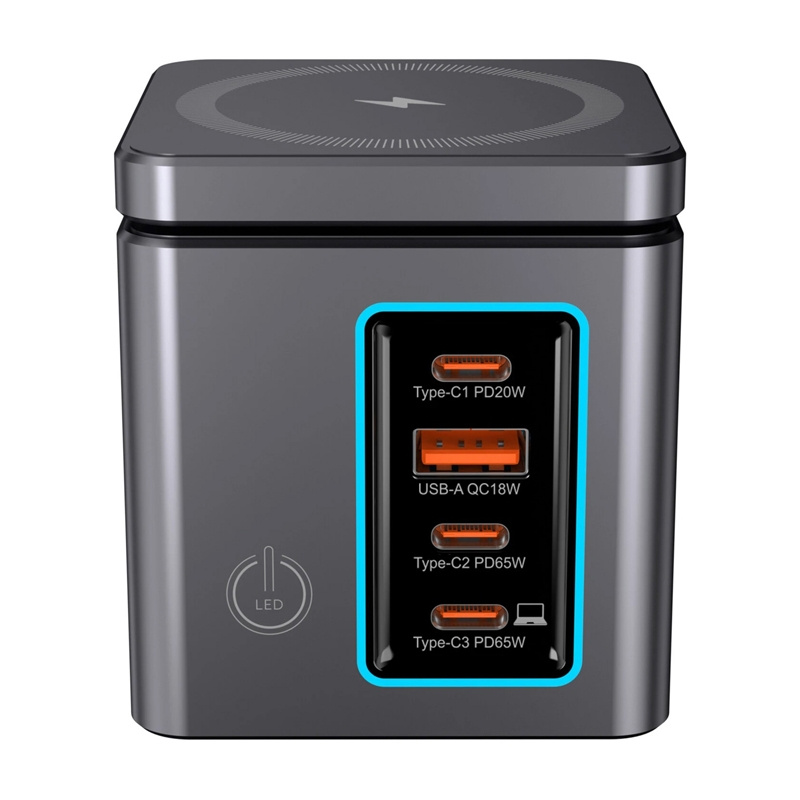 Ngarkues muri BlitzWolf BW‑i113 GaN, 105W, 3xUSB‑C 1xUSB‑A, gri