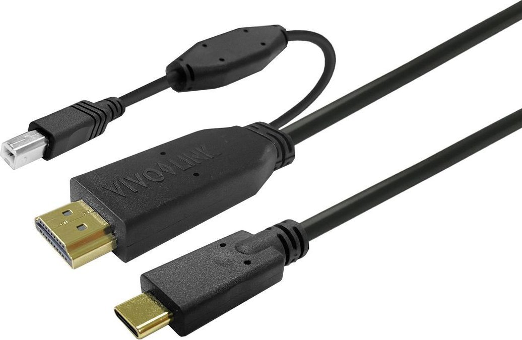 Kabllo USB Vivolink PROUSBCHDMIUSBB3, USB C në HDMI dhe USB B, 4K, e zezë
