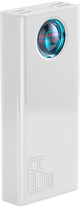 Powerbank me ekran dixhital Baseus Ambilight Overseas Edition, 30000mAh, QC, i zi + kabllo USB-C 100W, 1m, i bardhë 2