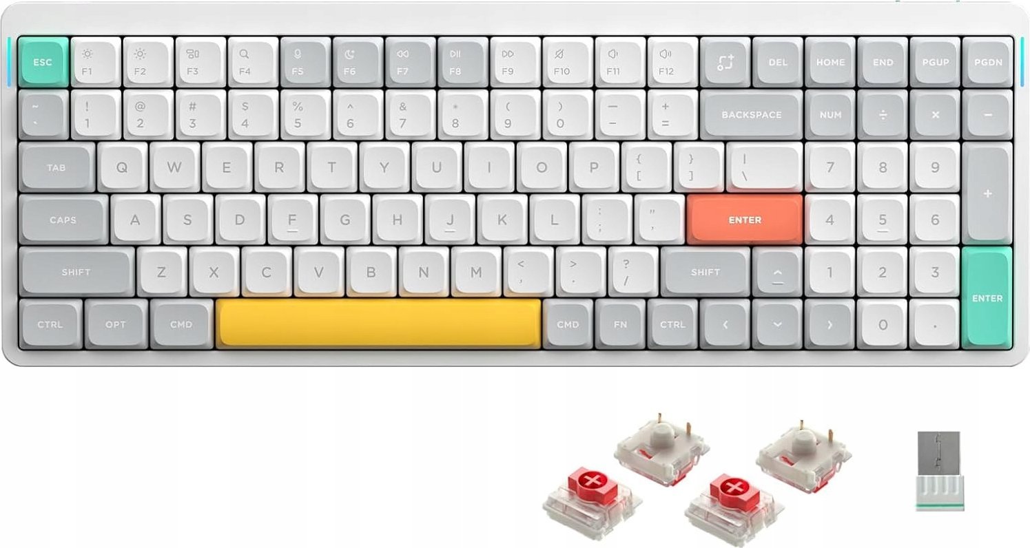 Tastierë mekanike wireless Nuphy Air96 V2, Red 2.0, Ionic White