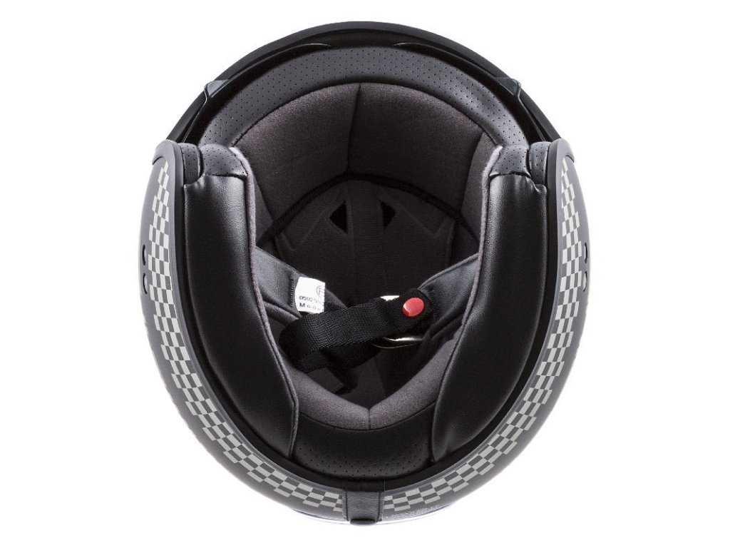 Helmeta moto Cassida Oxygen Rondo, polikarbonat, vizor dielli, e zezë mat me argjend