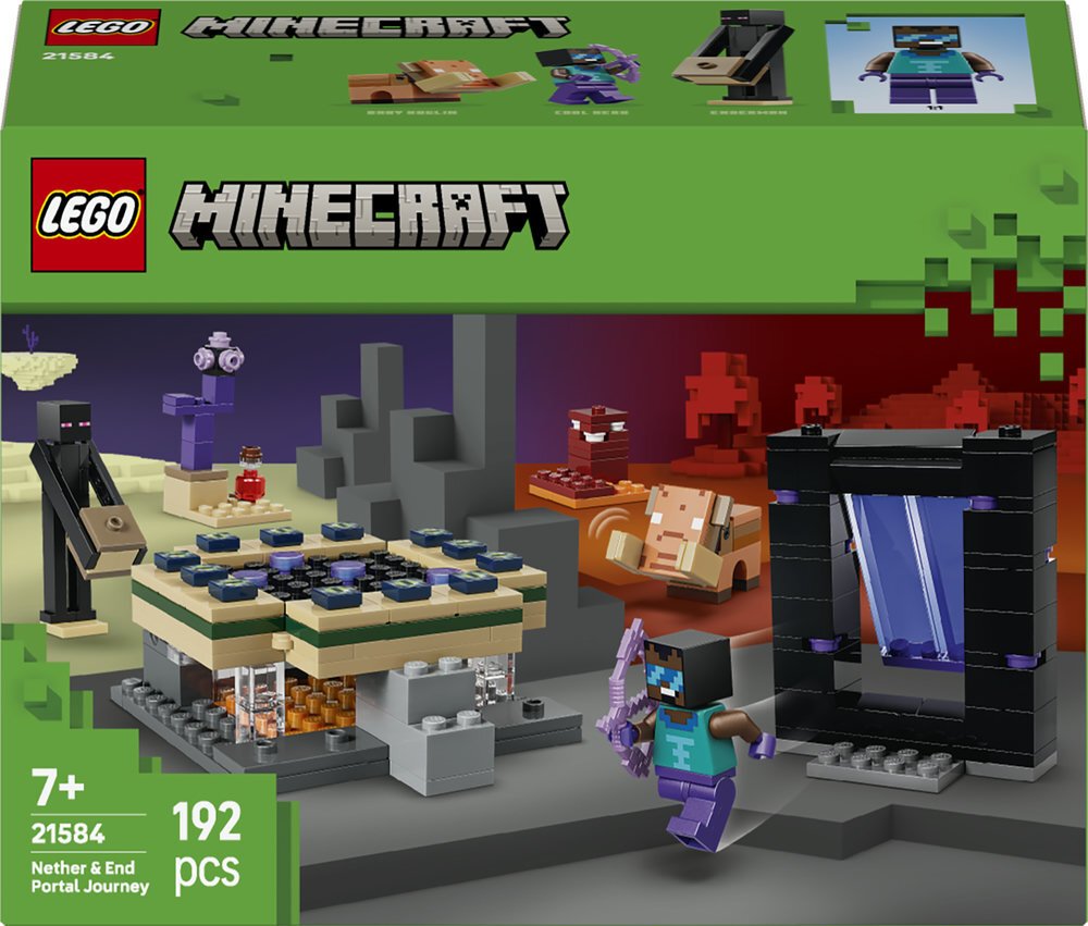 Set lodrash LEGO Minecraft Nether & End Portal Journey, ndërtim kreativ, shumëngjyrësh