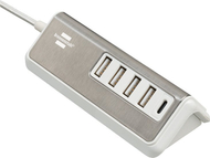 Karikues tavoline Brennenstuhl Estilo, 4x USB A, 1x USB C 20W, i argjendtë