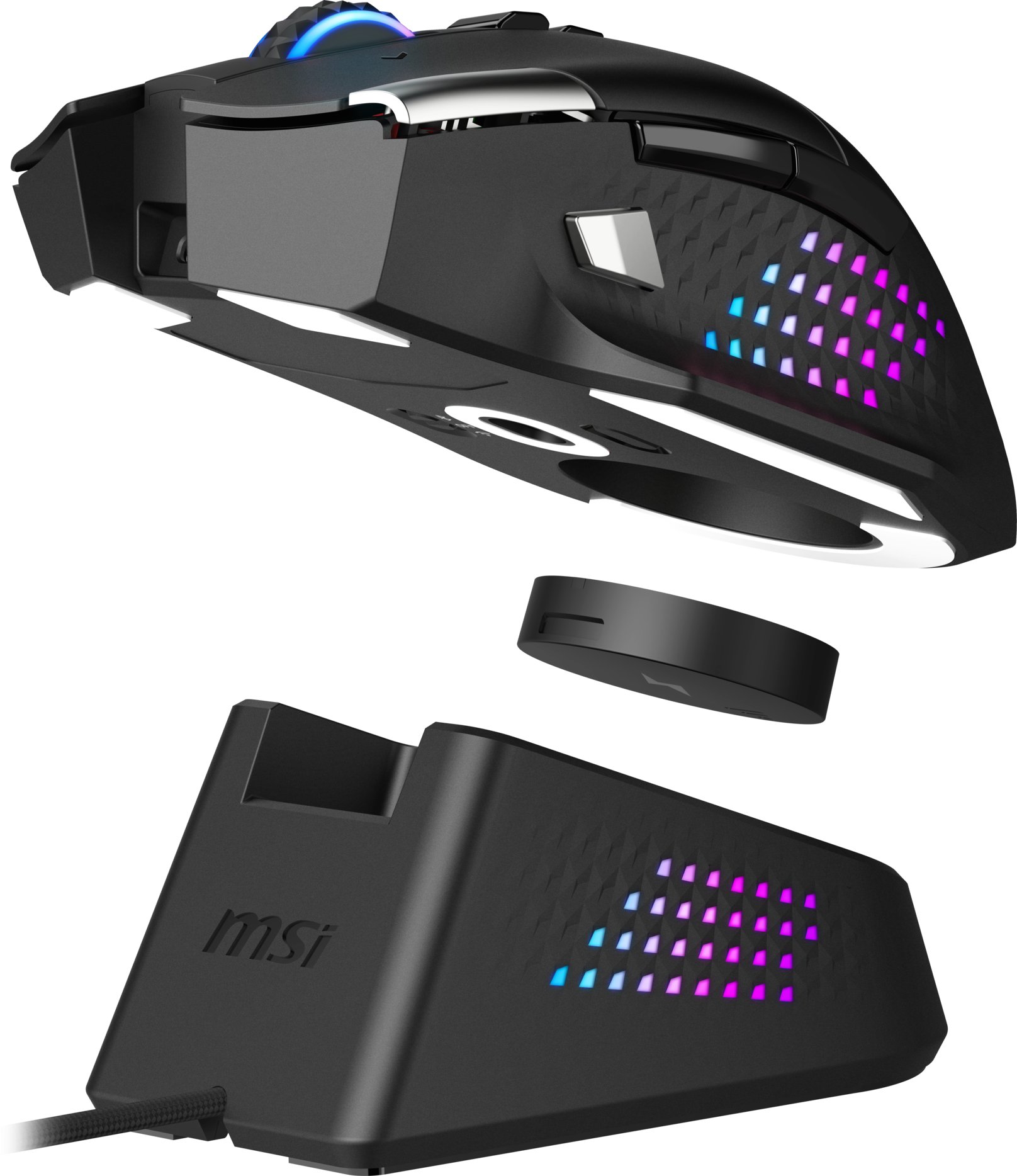 Maus gaming MSI S12-4301370-CLA, wireless RF dhe Bluetooth, 26000 DPI, i zi