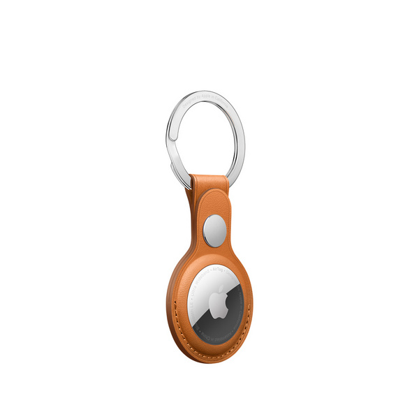 Apple AirTag Leather Key Ring, Golden Brown