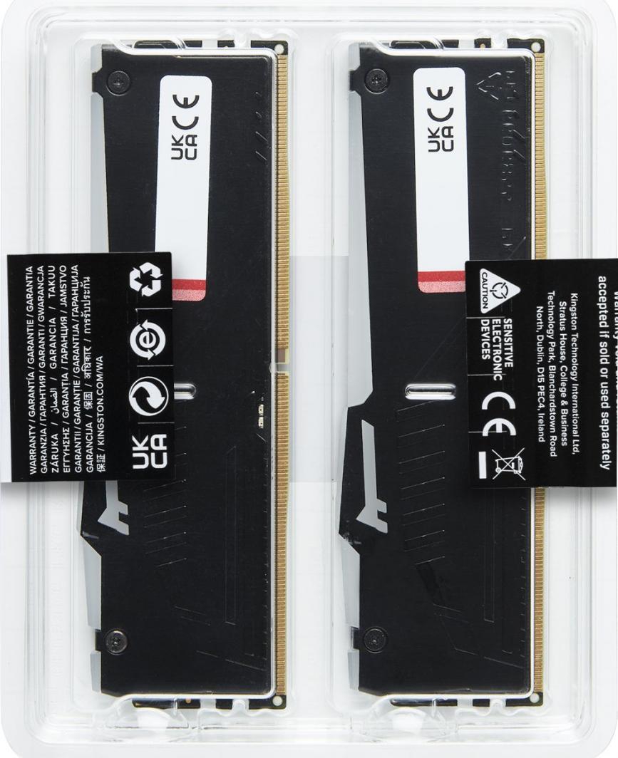 Memorie Kingston Fury Beast RGB, DDR5, 64 GB, 5200 MHz, CL40, KF552C40BBAK2-64