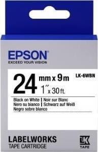 Etiketë printeri Epson LK-6WBN, 24mm, 9m, e zezë/e bardhë