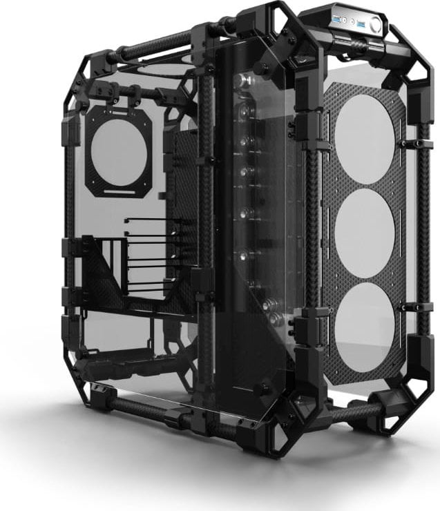 Kuti PC Alphacool Apex Pro Skeleton, kornizë e hapur, karboni, e zezë
