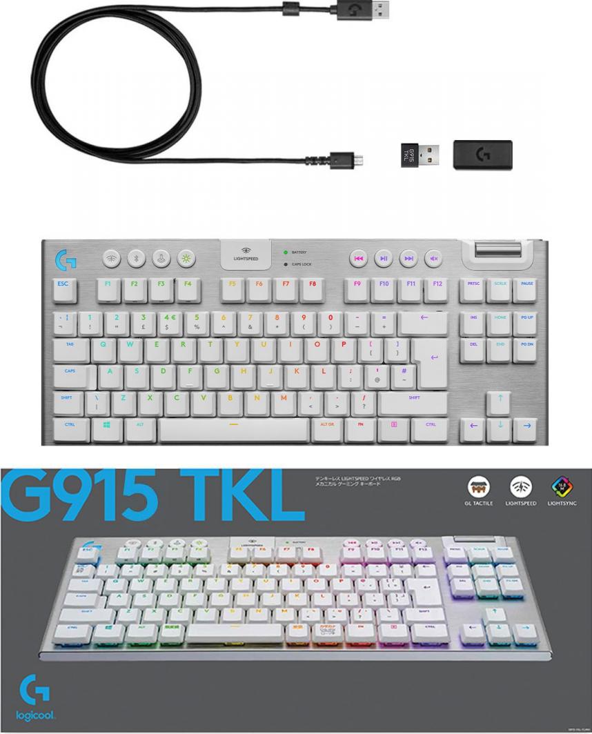 Tastierë Logitech G915 TKL Tactile (920-009664), e bardhë