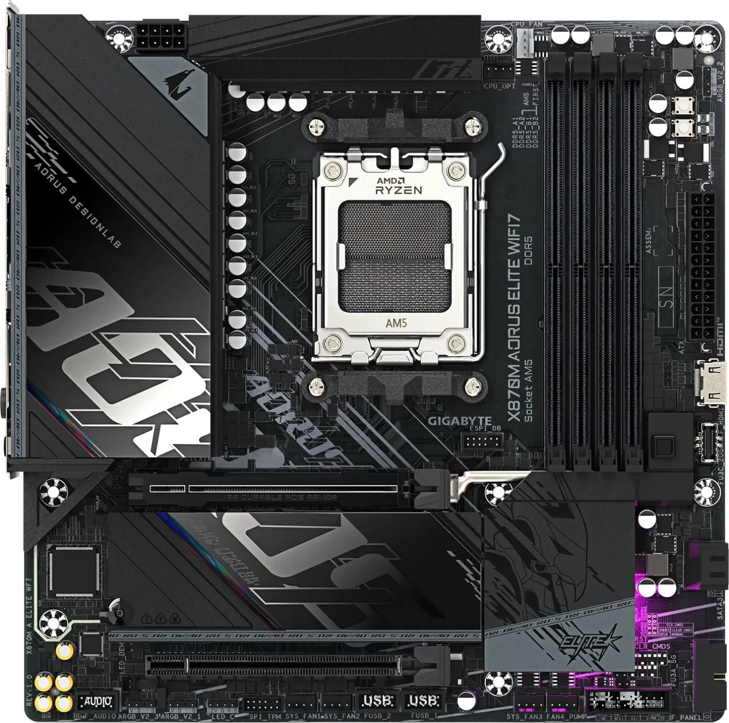 Pllakë amë Gigabyte X870M Aorus Elite WiFi 7, DDR5, PCIe 5.0, ATX