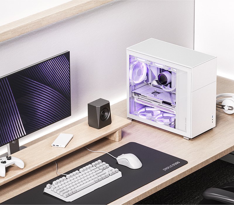 Kutia kompjuterike Jonsbo D41, Micro ATX, panel xhami i temperuar, e bardhë