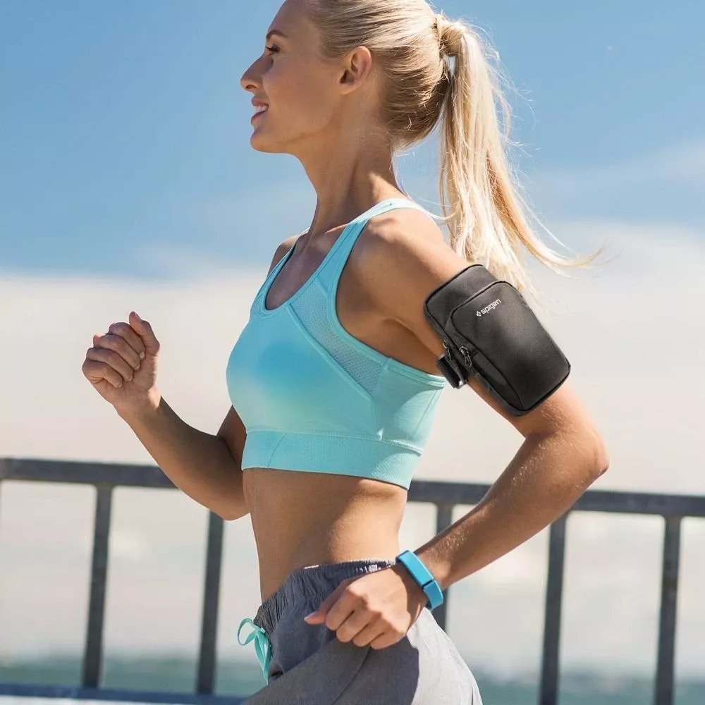 Mbajtëse krahu Spigen Dynamic Shield A702, elastike, me dy xhepa, e zezë