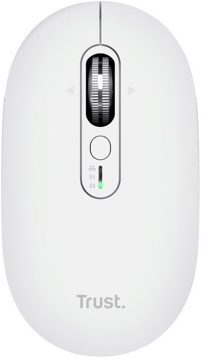 Maus wireless Trust Seron Hypscroll Slim, ergonomik, nano USB, i bardhë