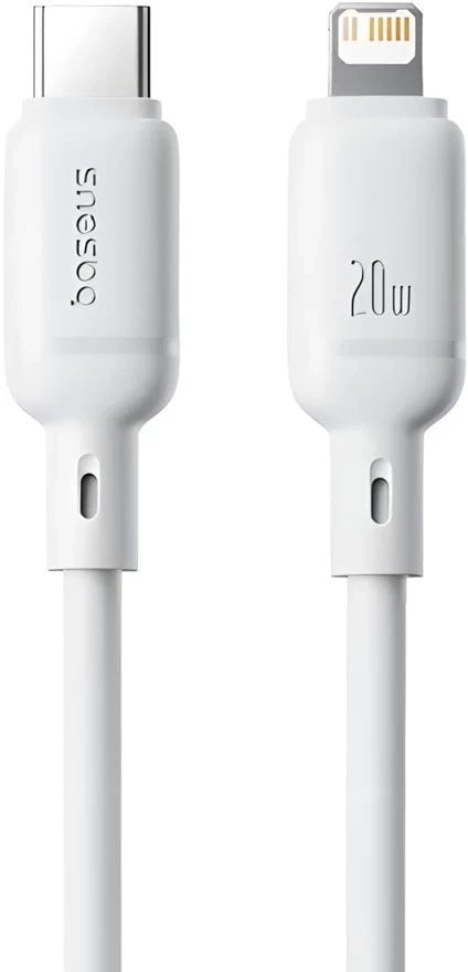 Kабел за полнење Baseus Silky Series, Type C во Lightning, 20W, 2m, бел