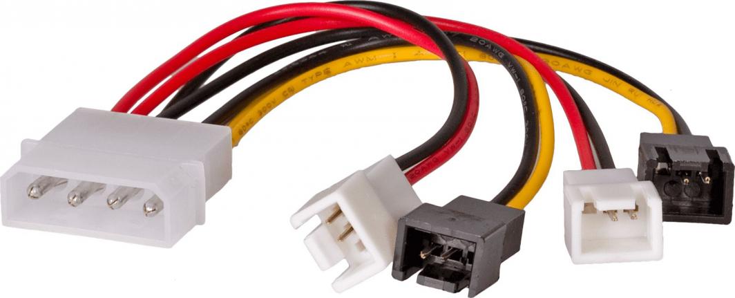 Kabllo Akyga AK-CA-34, MOLEX - 2x 3pin 5V + 2x 3pin, 12V, FM, PVC, 0.15m, e zezë