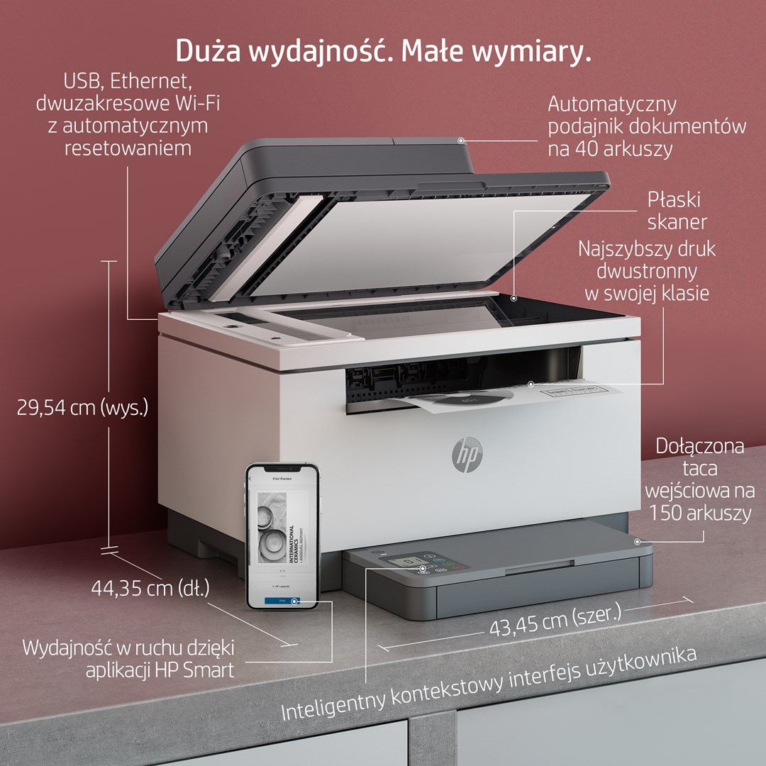 Printer multifunksional HP LaserJet Pro MFP M234sdw, A4, 600x600dpi, Wi-Fi, i bardhë