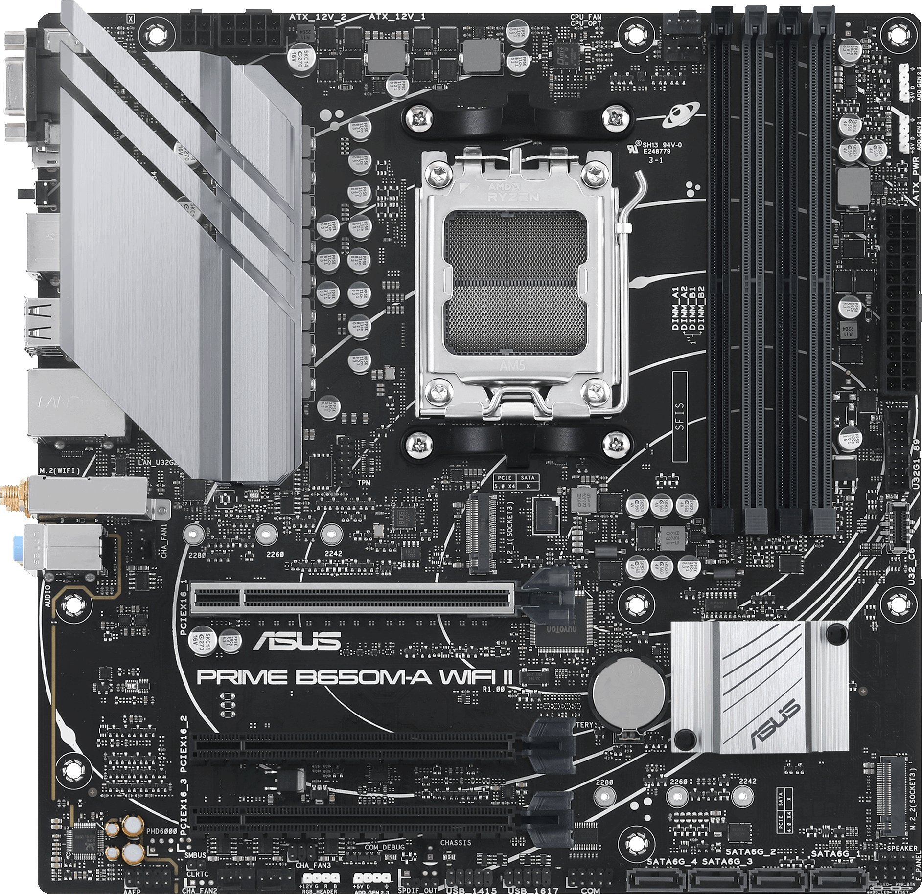 Pllakë amë Asus PRIME B650M-A WIFI II, DDR5, Wi-Fi 6, e zezë