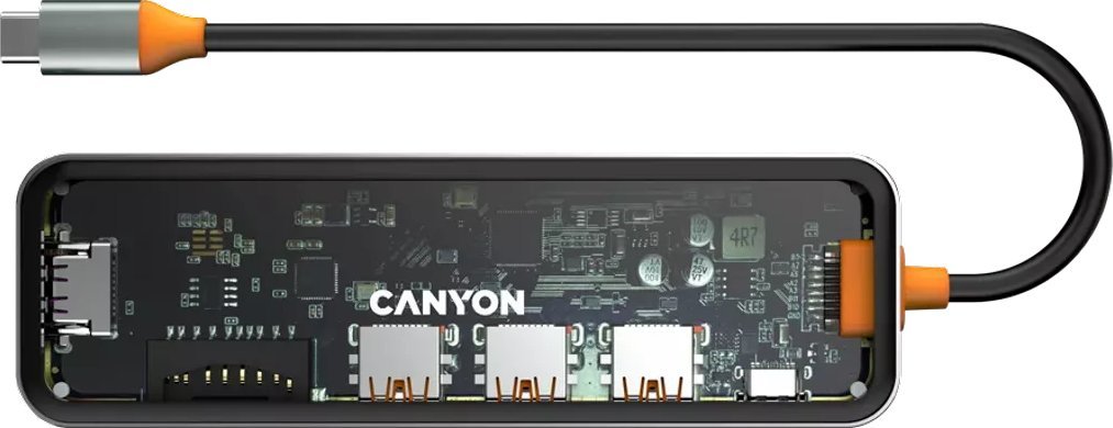Hub USB C Canyon DS-13, 7 në 1, 4K, gri