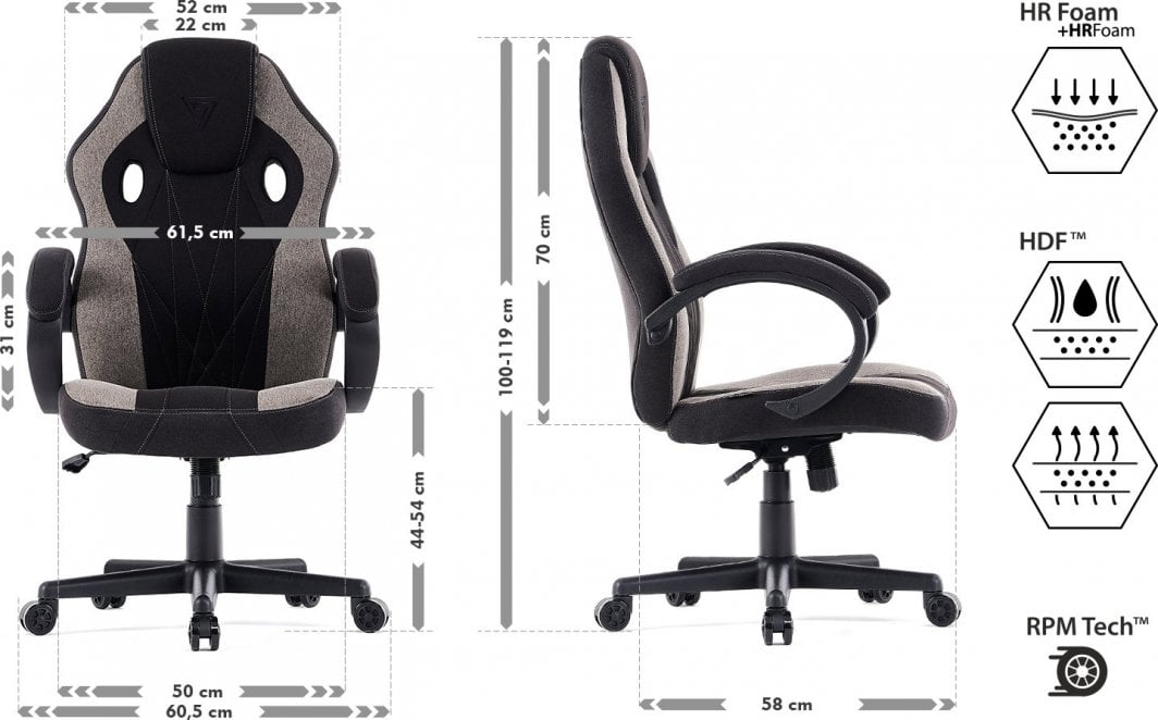 Karrige SENSE7 Prism, e zezë/ hirtë