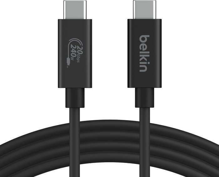 Kabllo Belkin USB-C në USB-C INZ004bt2MBK, USB4, 2 m, e zezë e bardhë