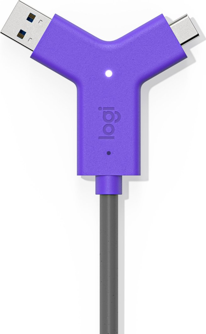 Kabllo konferencash Logitech Swytch, USB Type A dhe Type C, vetëm kabllo, e zezë vjollcë