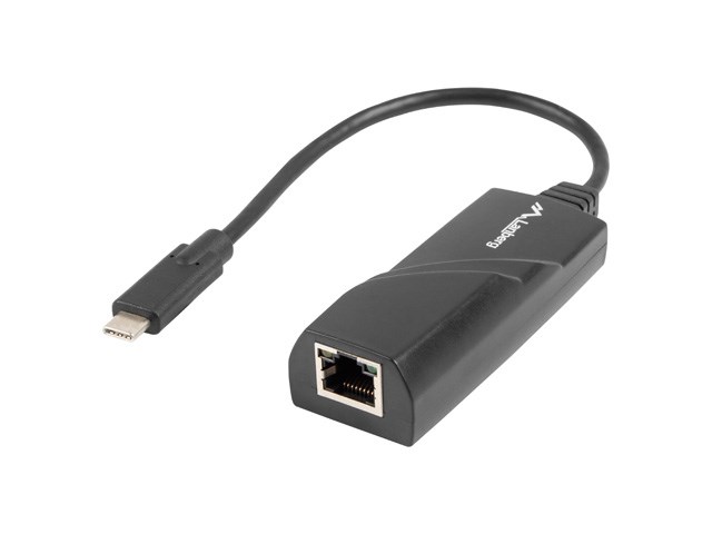 Përshtatës rrjeti Lanberg, USB-C në RJ45, 1Gbps, 15cm, i zi