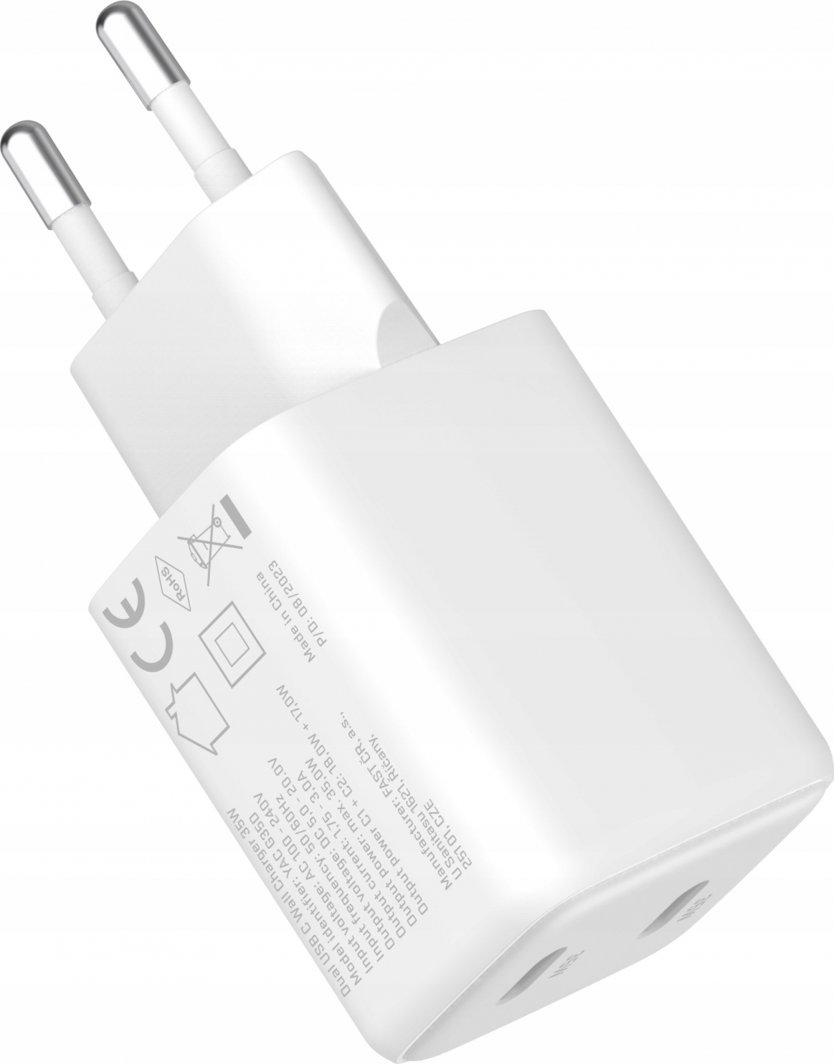 Karikues muri VOLT USB C GaN, 35W, 2x USB C 18W, i bardhë