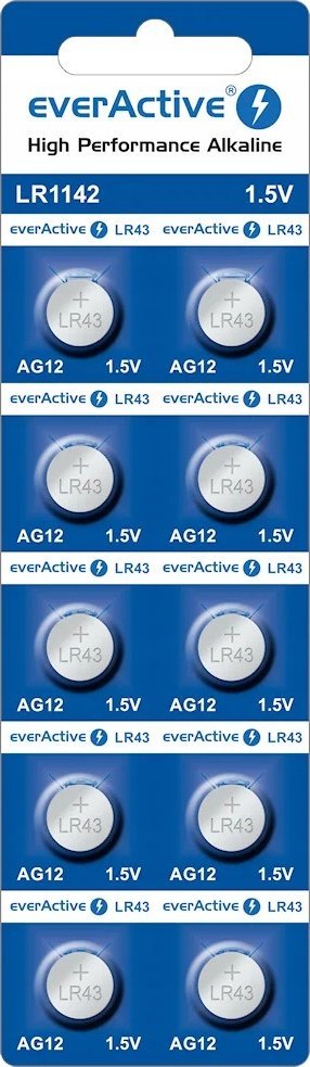 Bateri alkaline everActive AG12 LR43, 1.5V, set 20 copë