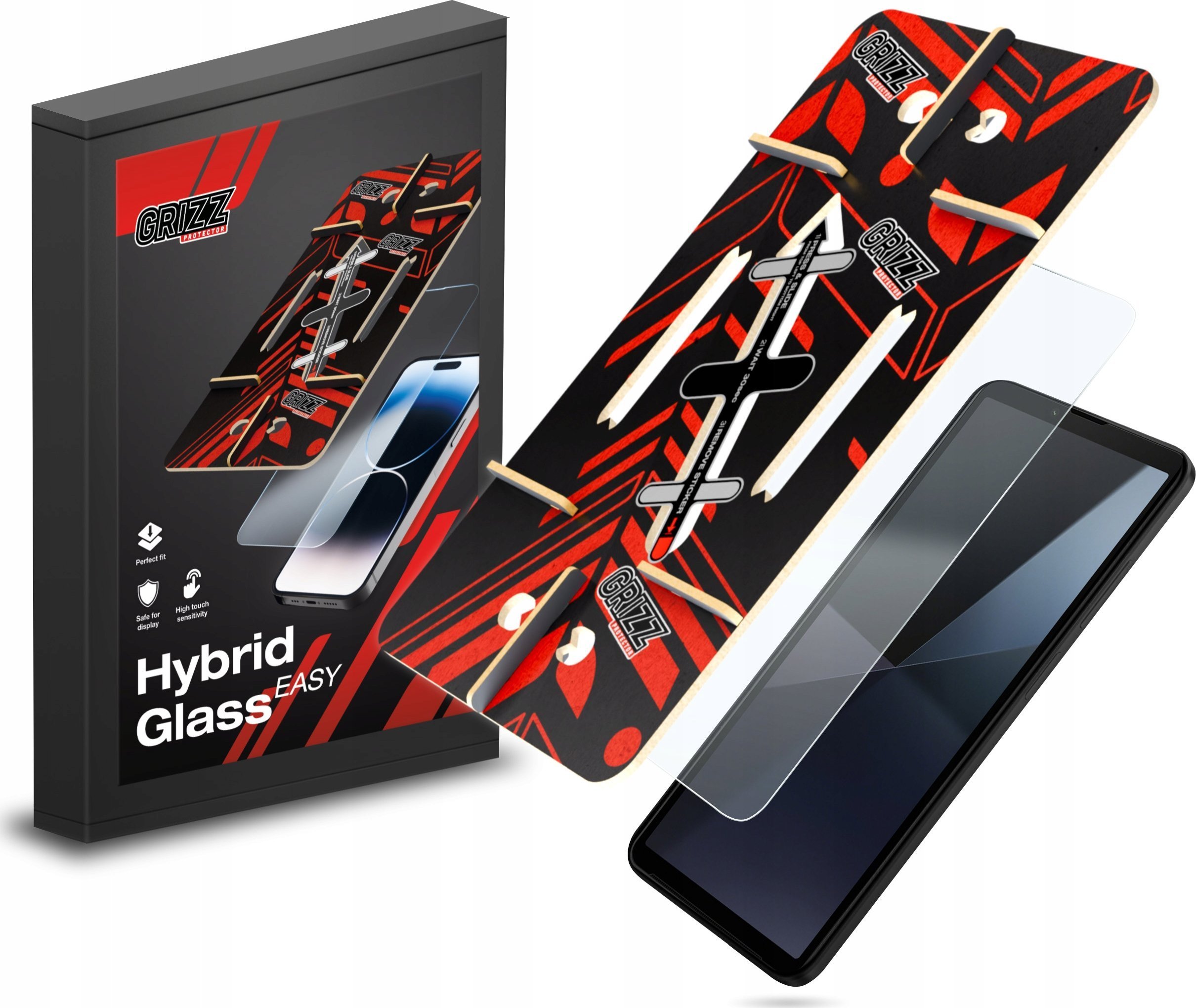 Xham mbrojtës GrizzGlass HybridGlass Easy për Sony Xperia 1 VI, hibrid, transparant