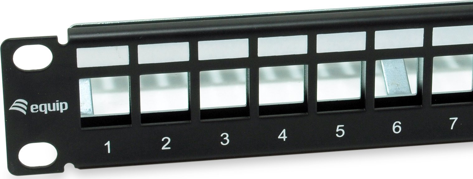 Patch panel LevelOne Equip 769331, 12 porta Keystone, i mbrojtur, i zi