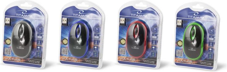 Maus Esperanza Titanum, wireless, USB, i zi dhe i kuq