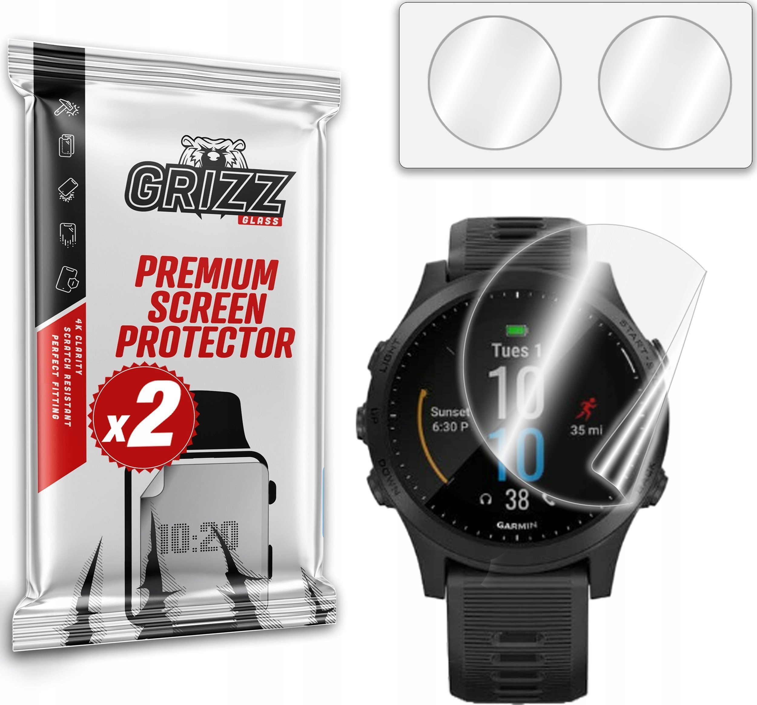Film mbrojtës qeramik GrizzGlass Ceramic Film për Garmin Forerunner 945, 2 copë, transparent
