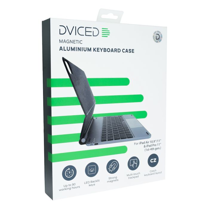 Dviced Magnetic Aluminium Keyboard Case For iPad Air/Pro 11-Inch, CZ, Dark Grey