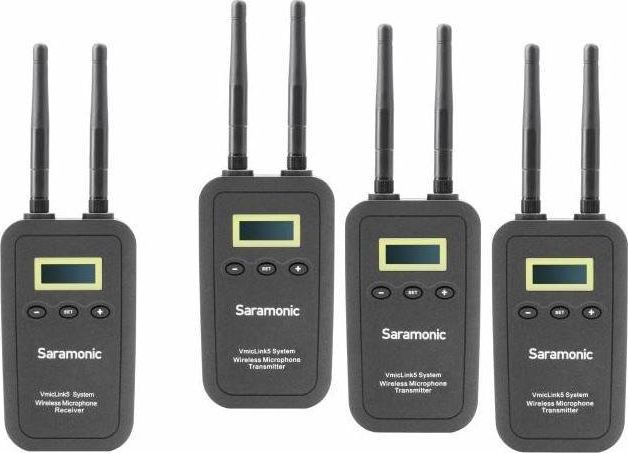 Mikrofonë pa tel Saramonic VmicLink5 RX TX, sistem me 3 transmetues, 5.8 GHz, i zi