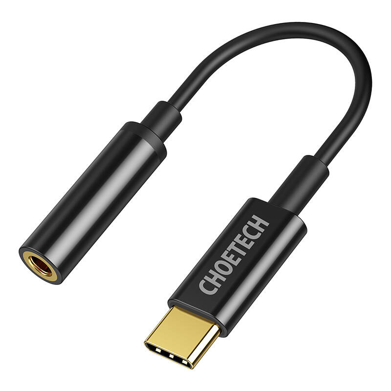 Adaptues audio Choetech AUX003, USB C në 3.5mm, Hi Res, i zi