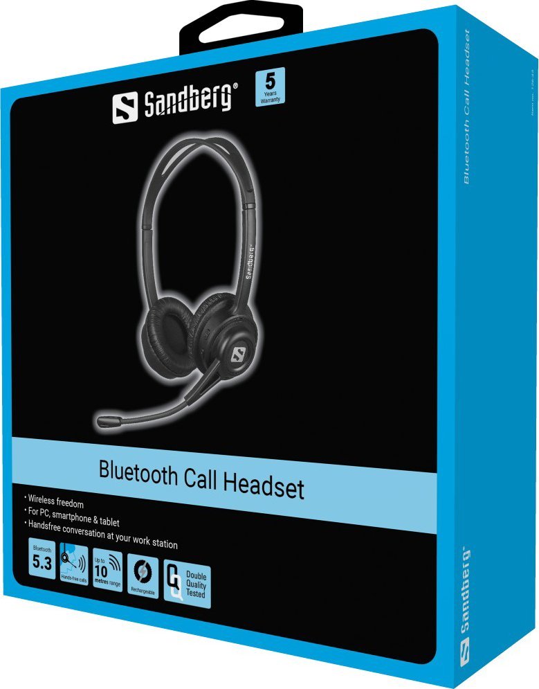 Kufje pa tela Sandberg Wireless Call, Bluetooth, me mikrofon, të zeza