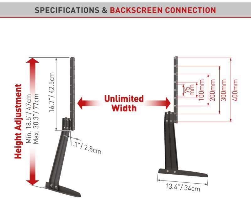 Qëndrim tavoline për TV Barkan S40, 32"-70", deri 50 kg, i zi
