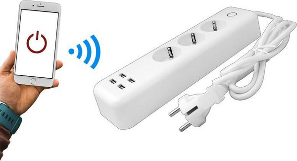 Shirit inteligjent Tuya Remote Network Extension Cord, WiFi, 4x prizë 4x USB, i bardhë