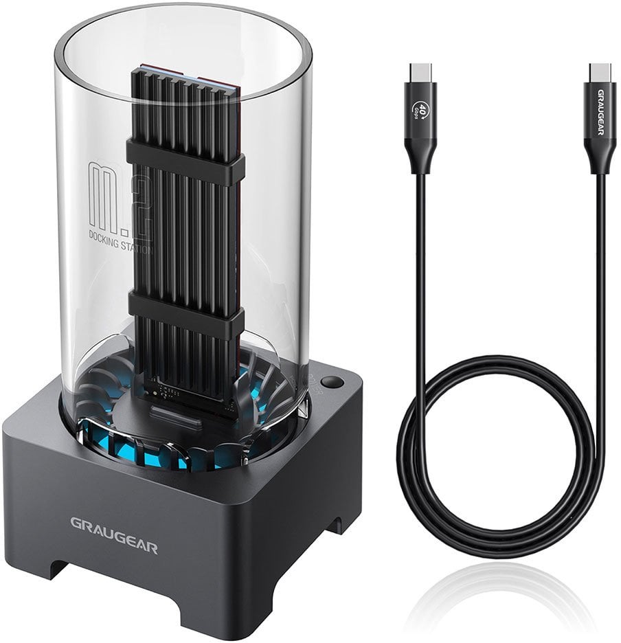 Dok stacion për SSD M.2 GrauGear G-M2DK-U4-40G, USB 4.0, NVMe PCIe Gen4x4, gri
