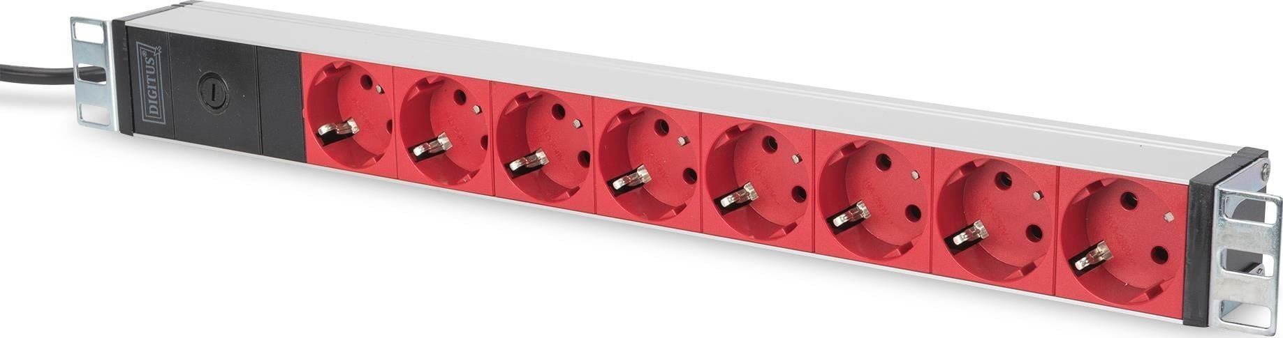 Shirit rryme Digitus PDU 19", 8x Schuko, i kuq
