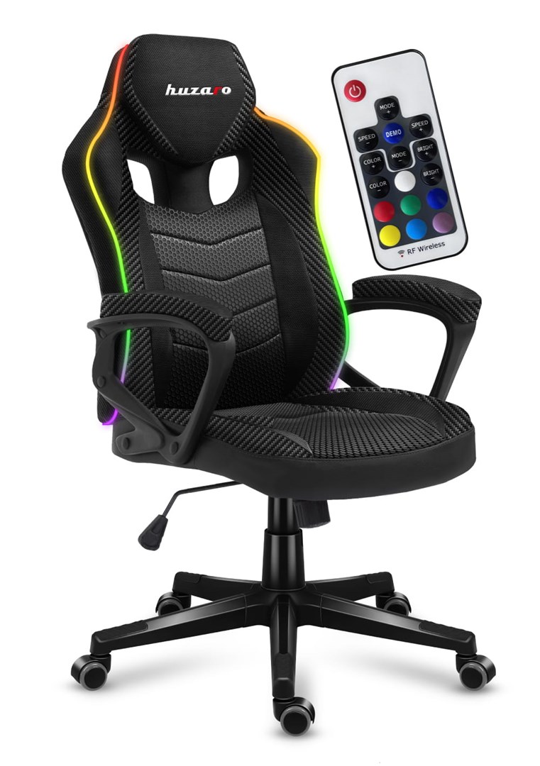 [OUTLET] Karrige lojërash Huzaro Force 2.5 RGB Carbon Mesh, 130 kg, e zezë