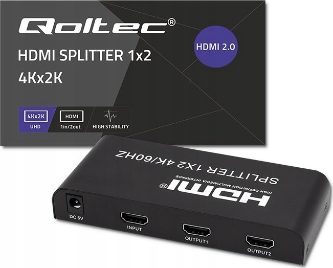 Splitter HDMI Qoltec 51797, 1x2, 4K, i zi