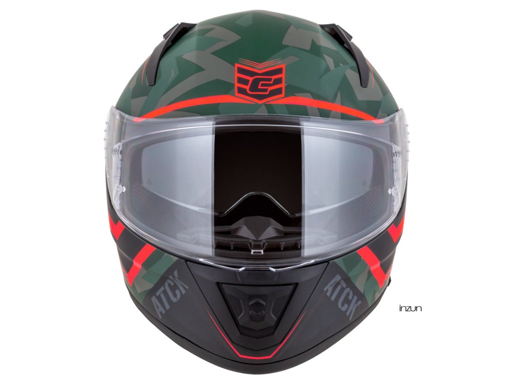 Kaska moto CASSIDA Aero ATCK 2026, integral, ECE 22.06, kamuflazh jeshile e zezë gri portokalli