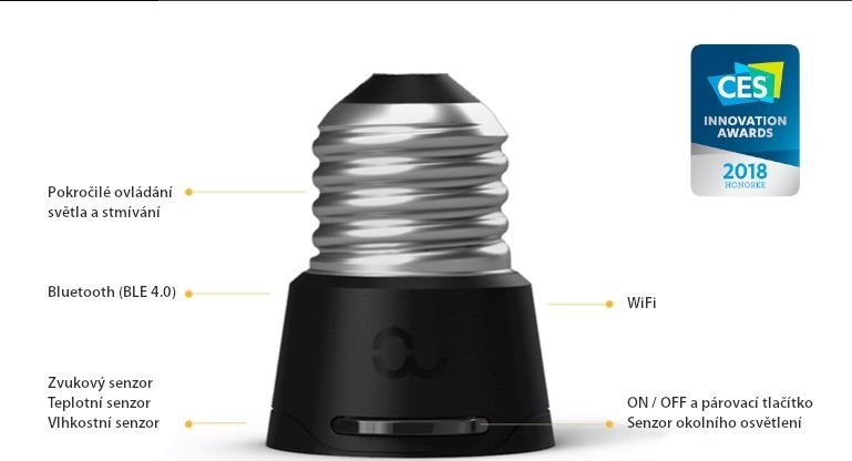 Adapter i zgjuar për llambë Anyware Smart Adapter E27 në E14, WiFi Bluetooth, sensor temperature dhe lagështie, i bardhë