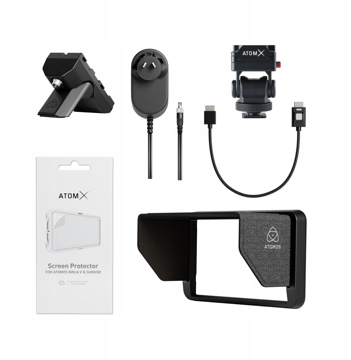 Set aksesorësh Atomos, për monitorë dhe regjistrues, për krijues përmbajtjeje, i zi