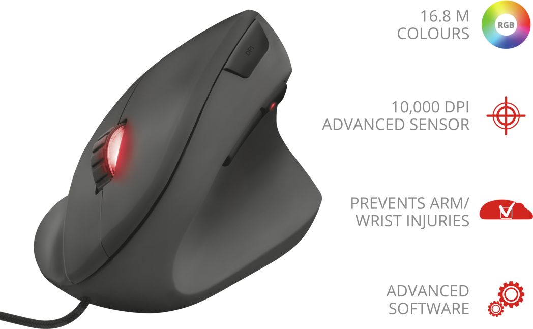 Mouse gaming Trust GXT 144 Rexx, 10000 DPI, RGB, i zi