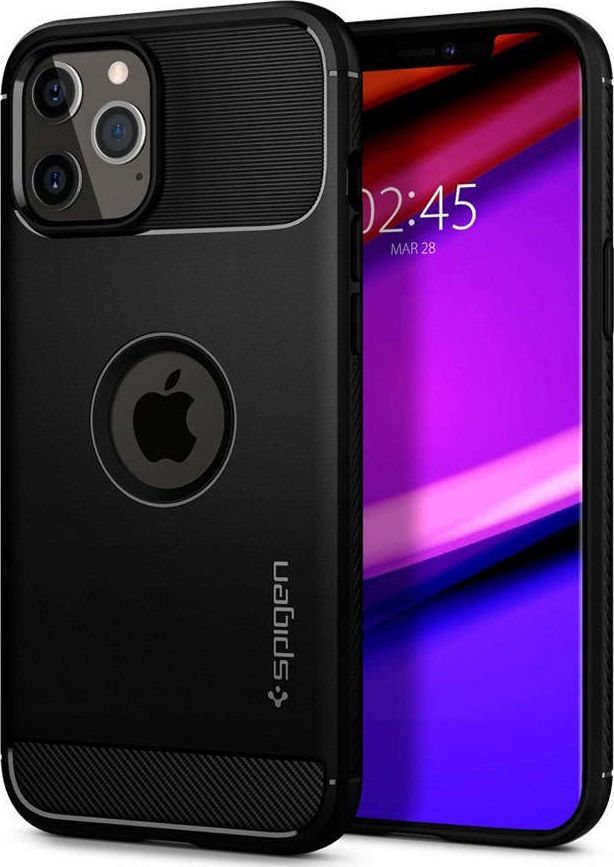 Mbrojtëse Spigen Rugged Armour për iPhone 12/12 Pro 6.1, e zezë mat
